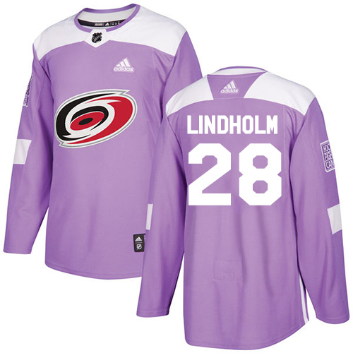 Adidas Hurricanes #28 Elias Lindholm Purple Authentic Fights Cancer Stitched NHL Jersey